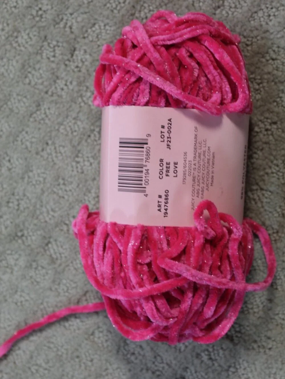 Lot of 3 Yarn Skeins Mixed Brands & Materials Pink, Purple, Red